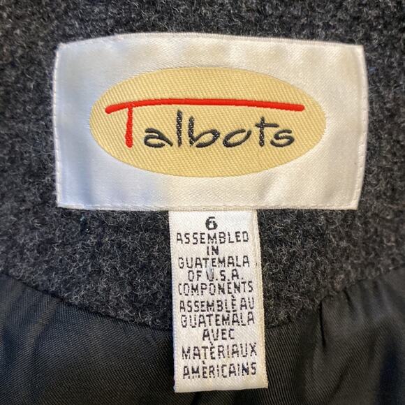 VTG Talbots Charcoal Gray 100% Wool Lined SHORTENED Coat Toggle Style Buttons - Picture 13 of 14